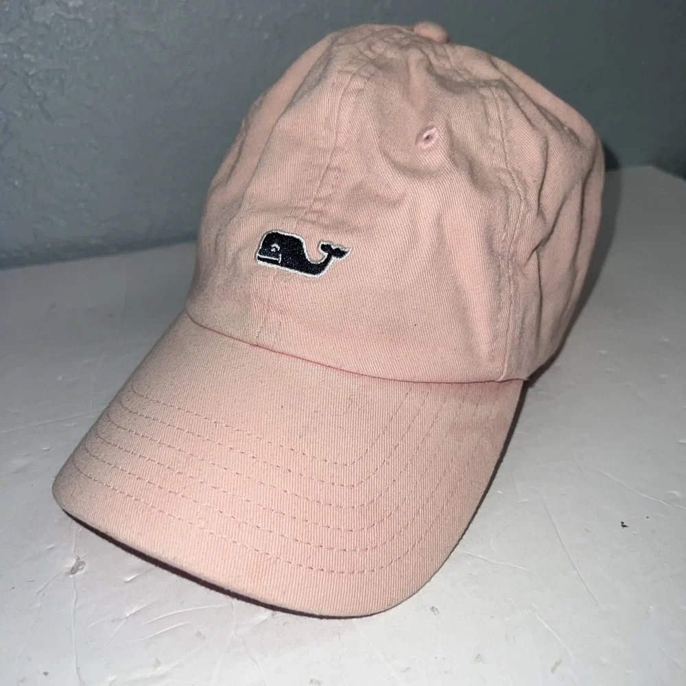 Vineyard Vines Womens Pink Whale Logo Adjustable Baseball Cap Hat Cotton Twill